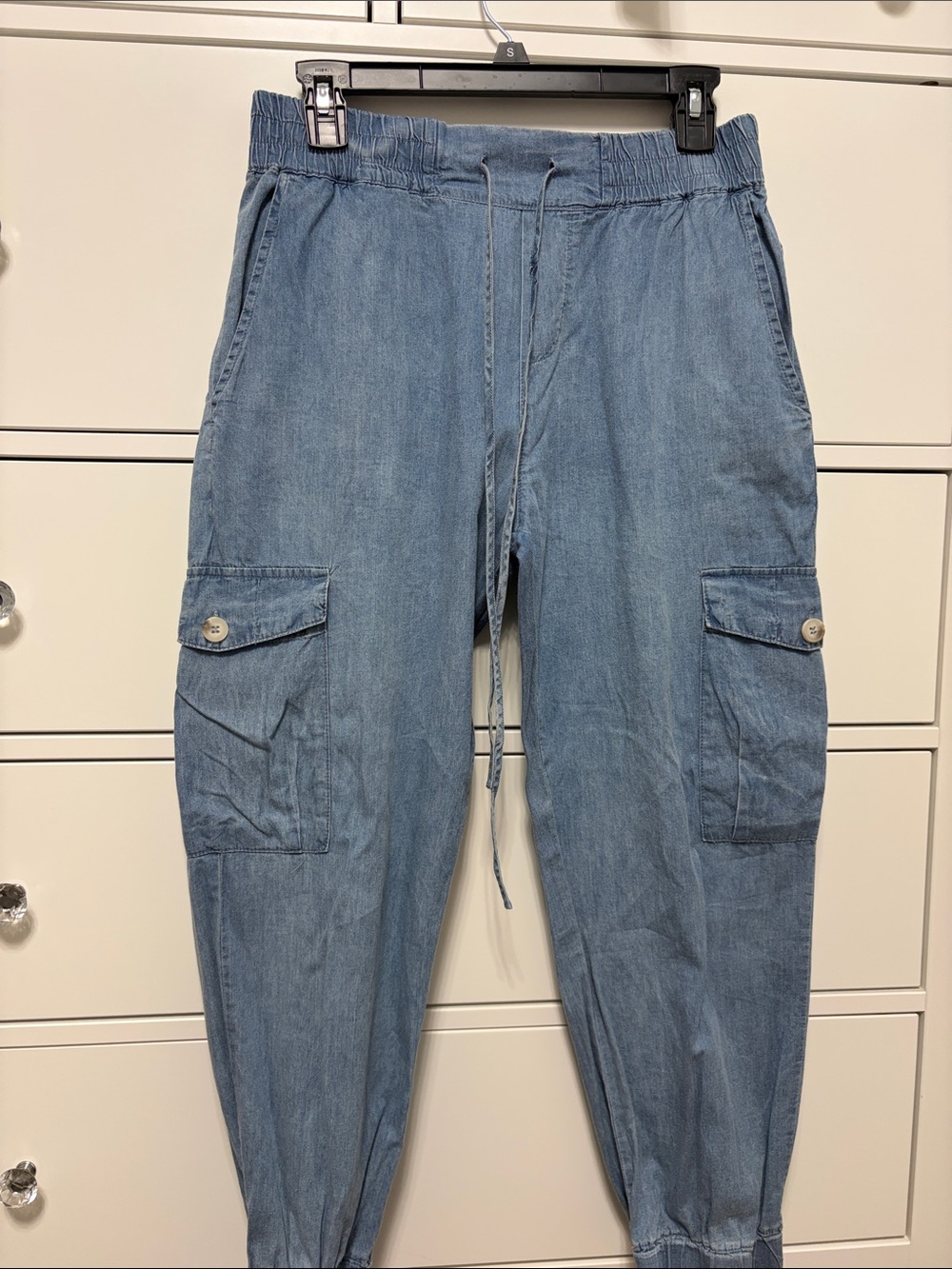 BiBi Light Blue Denim Cargo Joggers